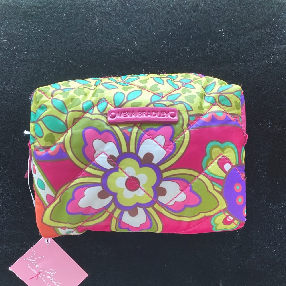Vera Bradley Small Puffy Cosmetic Pink Swirls